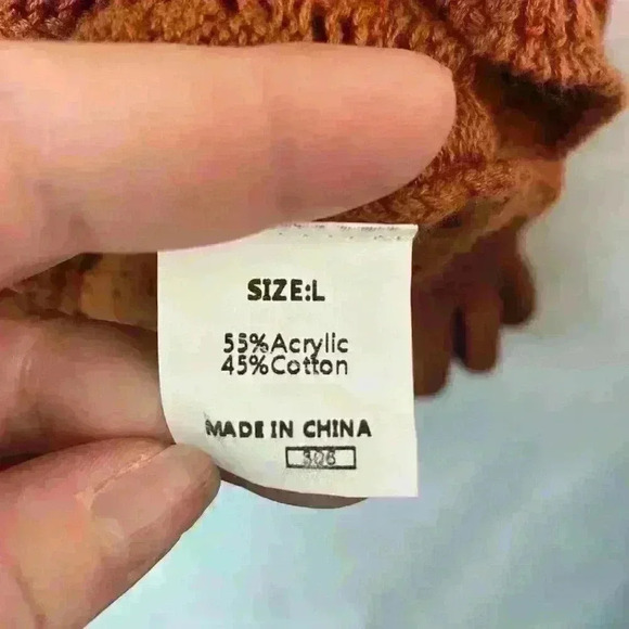 Women's Burnt Orange Crochet Pointelle Knit Sweater Size Large Fall Boho‎ Autumn - Picture 8 of 10